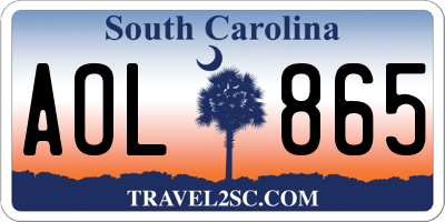 SC license plate AOL865