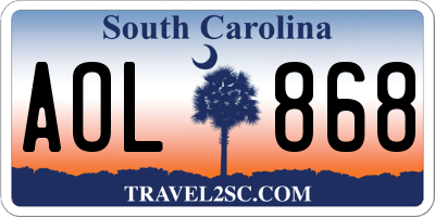 SC license plate AOL868