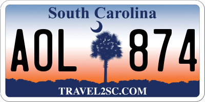 SC license plate AOL874