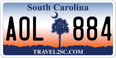 SC license plate AOL884