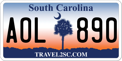 SC license plate AOL890