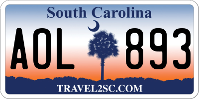 SC license plate AOL893