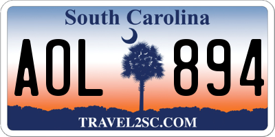 SC license plate AOL894