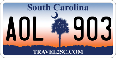 SC license plate AOL903