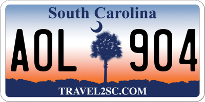 SC license plate AOL904