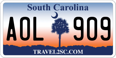 SC license plate AOL909