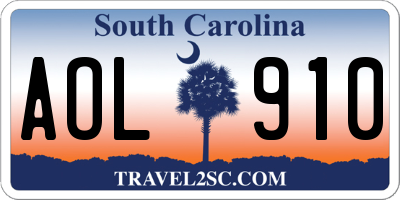 SC license plate AOL910