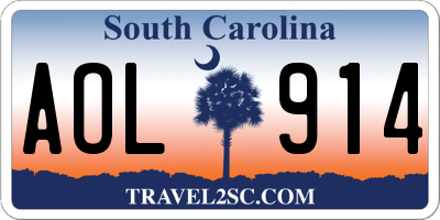 SC license plate AOL914