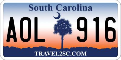 SC license plate AOL916