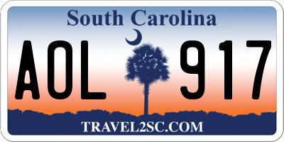 SC license plate AOL917