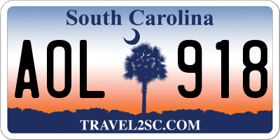 SC license plate AOL918