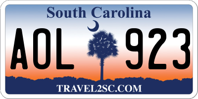 SC license plate AOL923