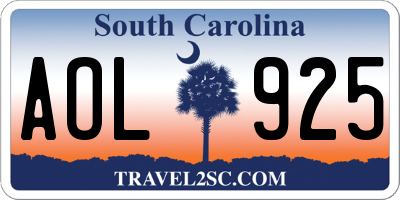 SC license plate AOL925