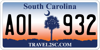 SC license plate AOL932