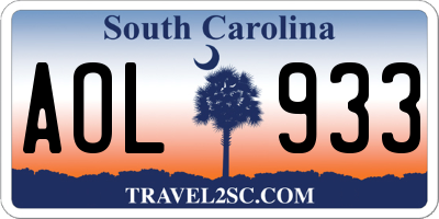 SC license plate AOL933