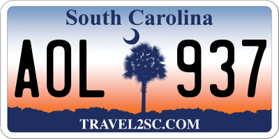 SC license plate AOL937
