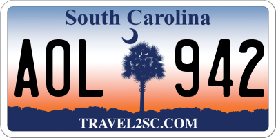 SC license plate AOL942