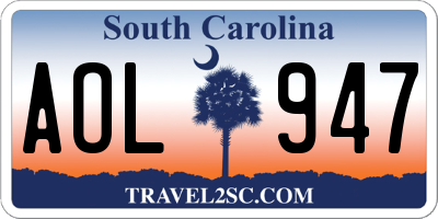 SC license plate AOL947