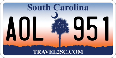 SC license plate AOL951