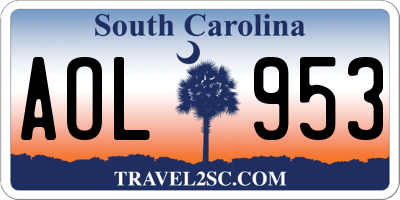 SC license plate AOL953