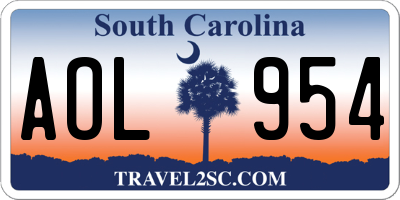 SC license plate AOL954