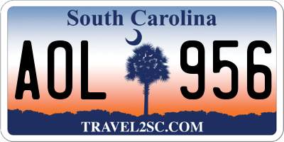 SC license plate AOL956