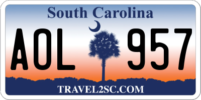 SC license plate AOL957