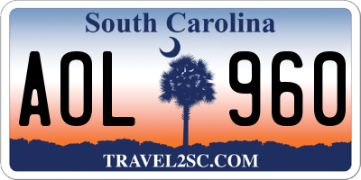 SC license plate AOL960