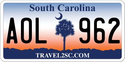 SC license plate AOL962