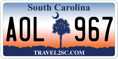 SC license plate AOL967