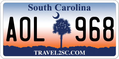 SC license plate AOL968