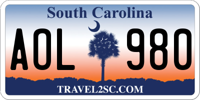 SC license plate AOL980
