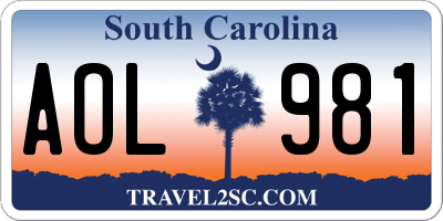 SC license plate AOL981