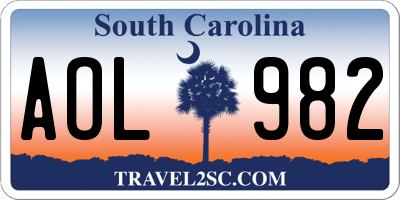 SC license plate AOL982