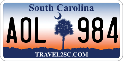 SC license plate AOL984
