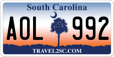 SC license plate AOL992