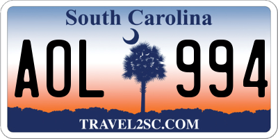 SC license plate AOL994
