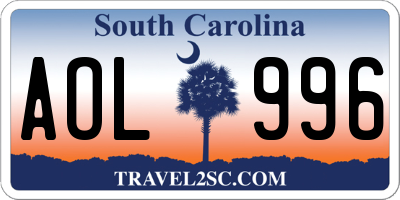 SC license plate AOL996