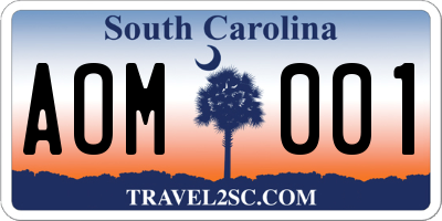 SC license plate AOM001