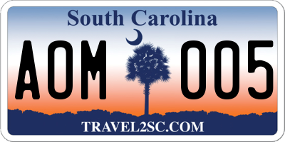 SC license plate AOM005