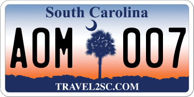 SC license plate AOM007