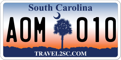 SC license plate AOM010