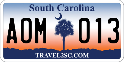 SC license plate AOM013