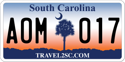 SC license plate AOM017