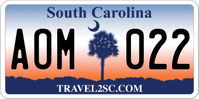SC license plate AOM022