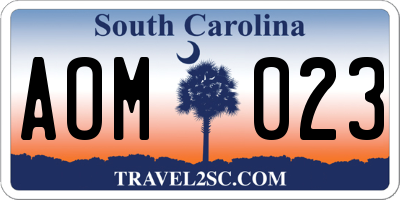 SC license plate AOM023