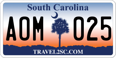 SC license plate AOM025