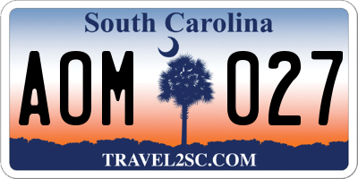 SC license plate AOM027