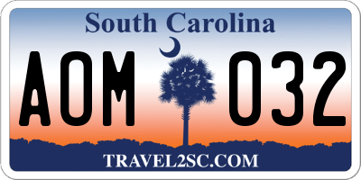 SC license plate AOM032
