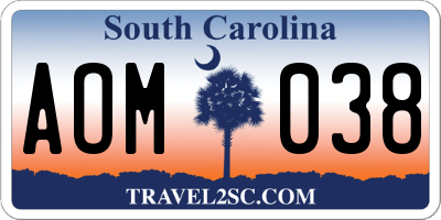 SC license plate AOM038